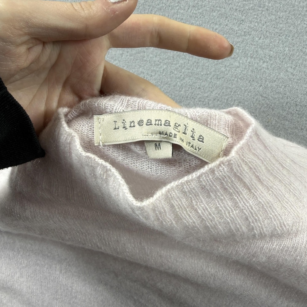 Lineamaglia Sweater Womens Medium Pink Wool Cashmere Mock Neck Lightweight Knit - Picture 4 of 6